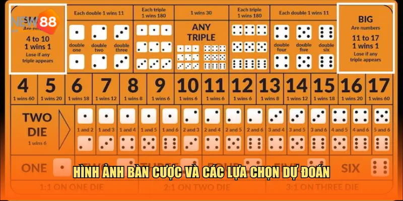 Hình ảnh bàn cược và các lựa chọn dự đoán